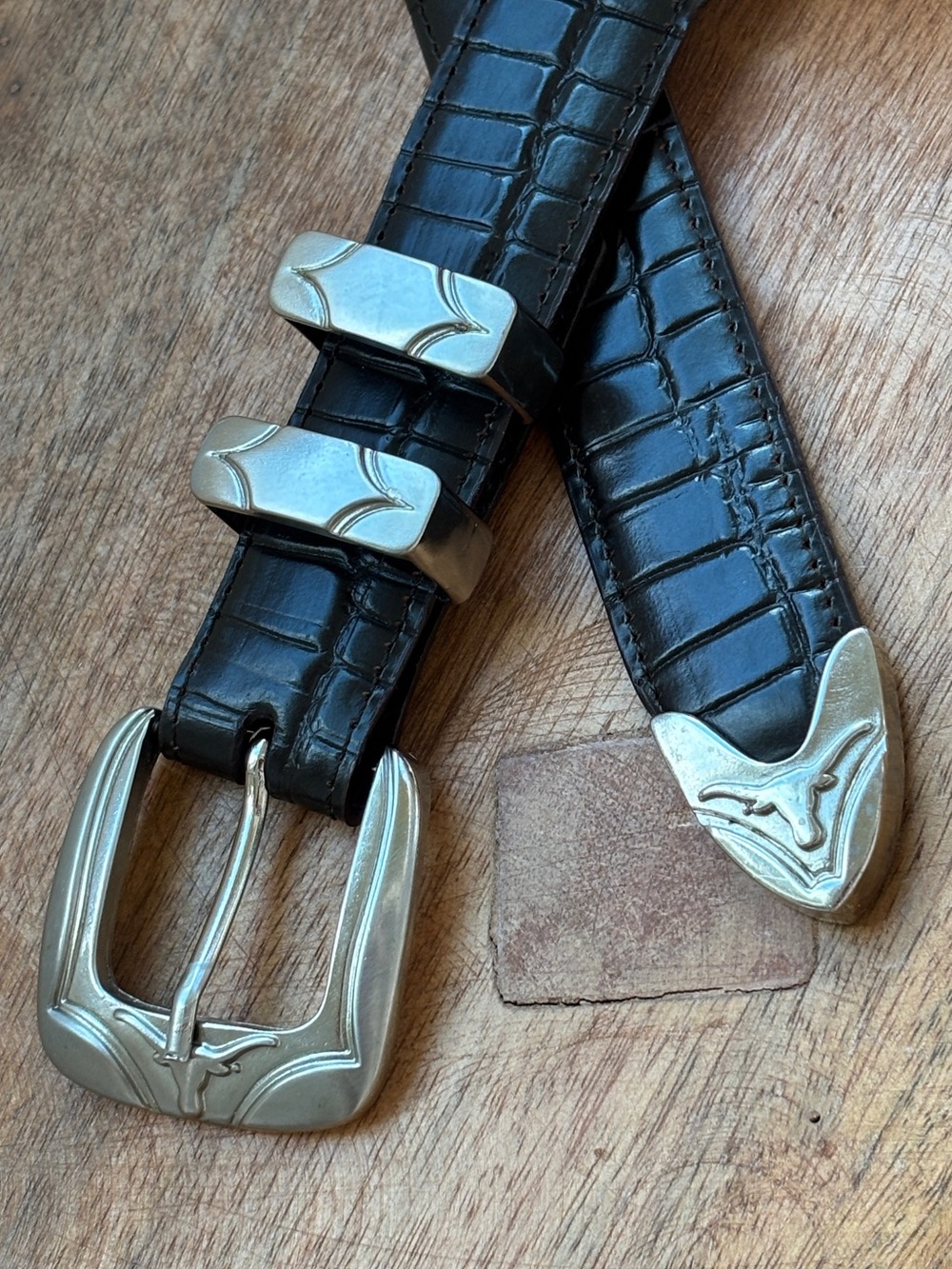 Circle G by Corral Big & Tall Men’s Black Leather Western Style Belt -size 42